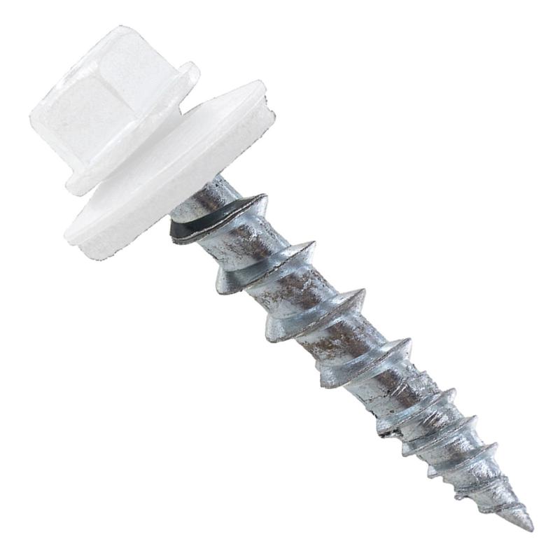 ST Fastening #10 X 1" Kwikseal Woodbinder Metal Roofing Screw, T17 Sharp Point - Bright White, Pkg 250