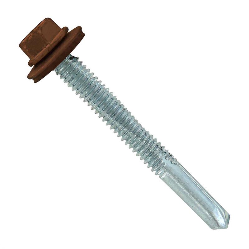 ST Fastening #12-24 x 2" HG Steelbinder Self-Drilling Metal Roofing Screw - Brown, Pkg 250