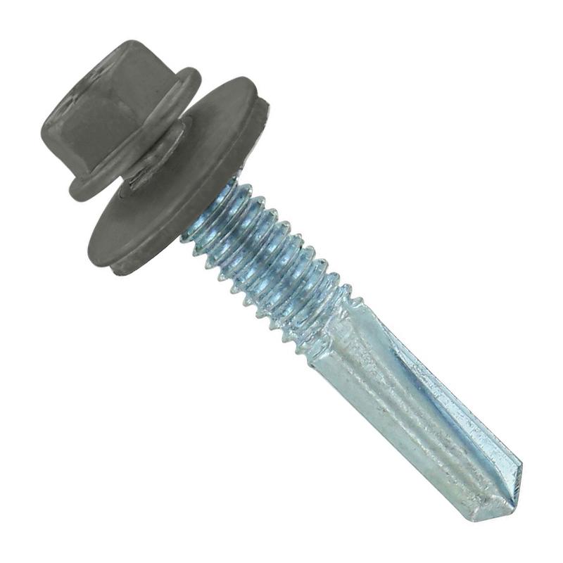 ST Fastening #12 x 1-1/4" Self-Drilling HG Steelbinder Metal Roofing Screw, Hex-Washer Head - Burnished Slate, Qty. 120,000 - Pallet