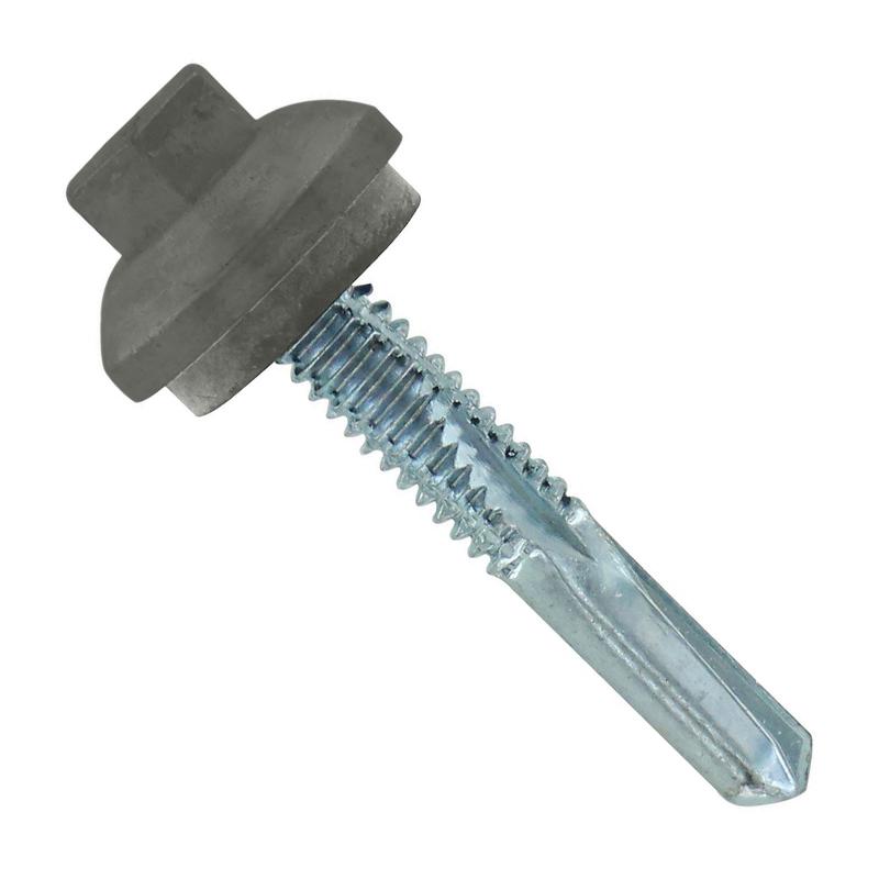 ST Fastening #12 x 1-1/4" Self-Drilling ZXL HG Steelbinder Metal Roofing Screw, Hex Cupped Washer Head - Burnished Slate, Qty. 250