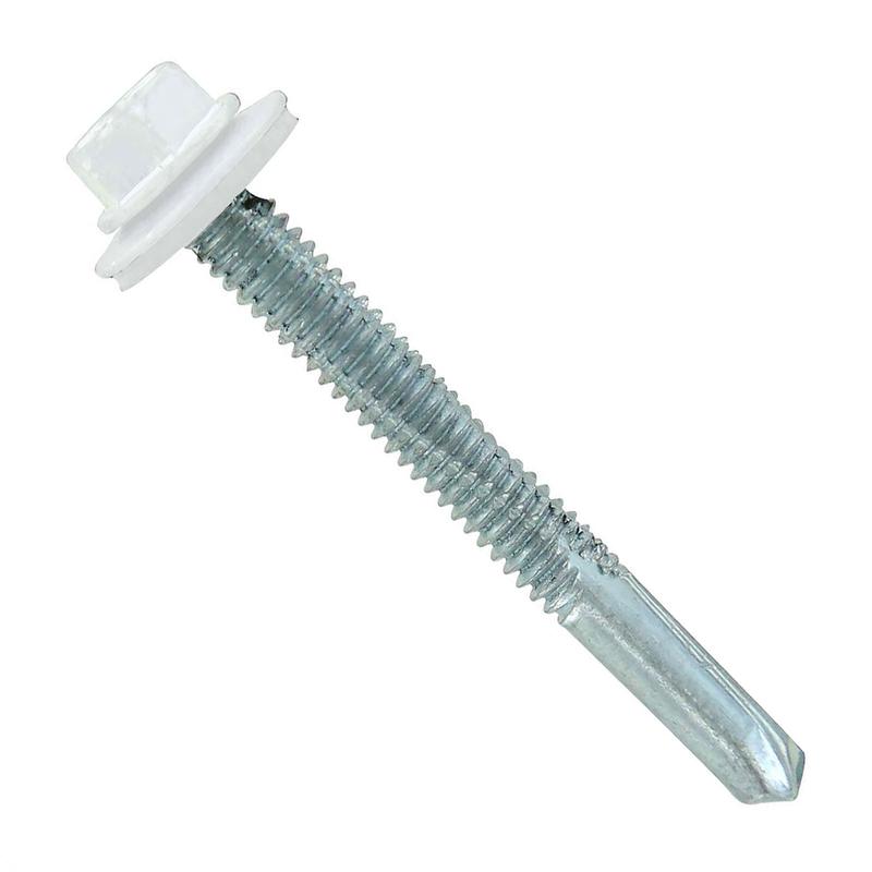 ST Fastening #12 x 2" Self-Drilling HG Steelbinder Metal Roofing Screw, Hex-Washer Head - Bright White, Qty. 2,000 - Carton