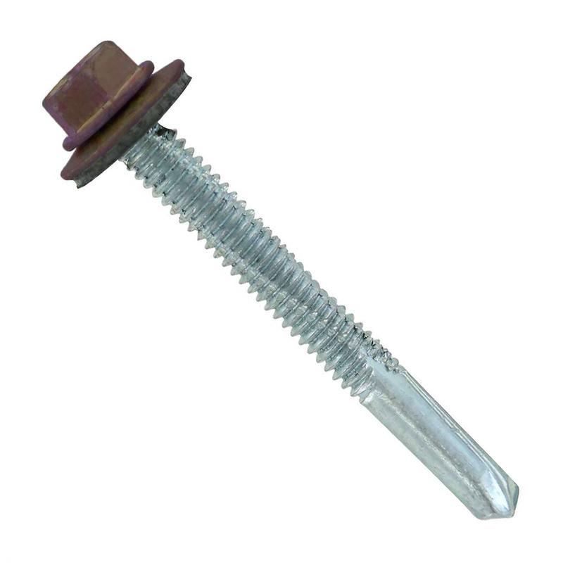 ST Fastening #12 x 2" Self-Drilling HG Steelbinder Metal Roofing Screw, Hex-Washer Head - Koko Brown, Qty. 2,000 - Carton