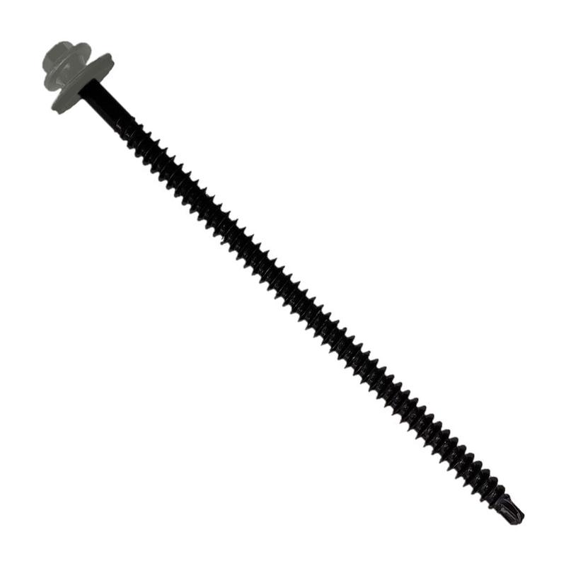 ST Fastening #12 X 4-1/2" InsulDrill Metal Roofing Screw - Burnished Slate, Pkg 100