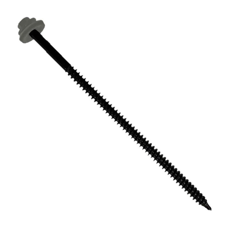 ST Fastening #12 X 8" InsulDrill Metal Roofing Screw - Burnished Slate, Pkg 100