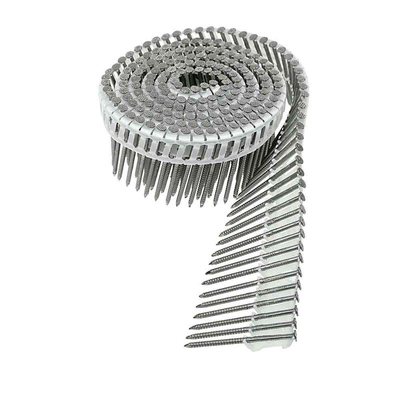 .092" x 2-1/2" 15 Degree Plastic Coil Ring Shank Nail - 316 Stainless Steel, Pkg 2400