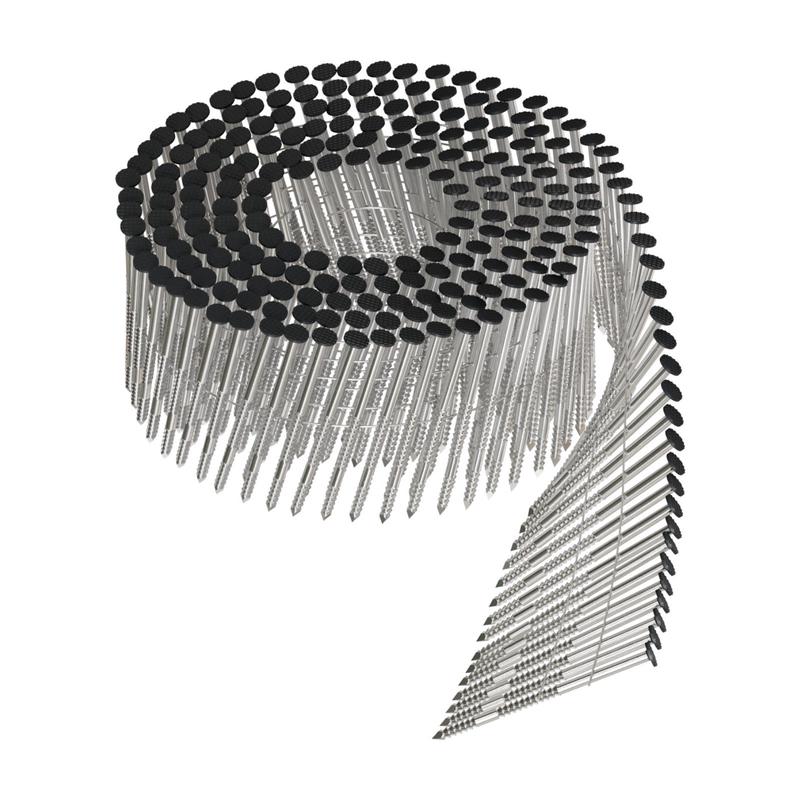 2" X .092" Painted Wire Coil Ring Shank Siding Nails - 316 Stainless Steel, Black Paint, Pkg 1800