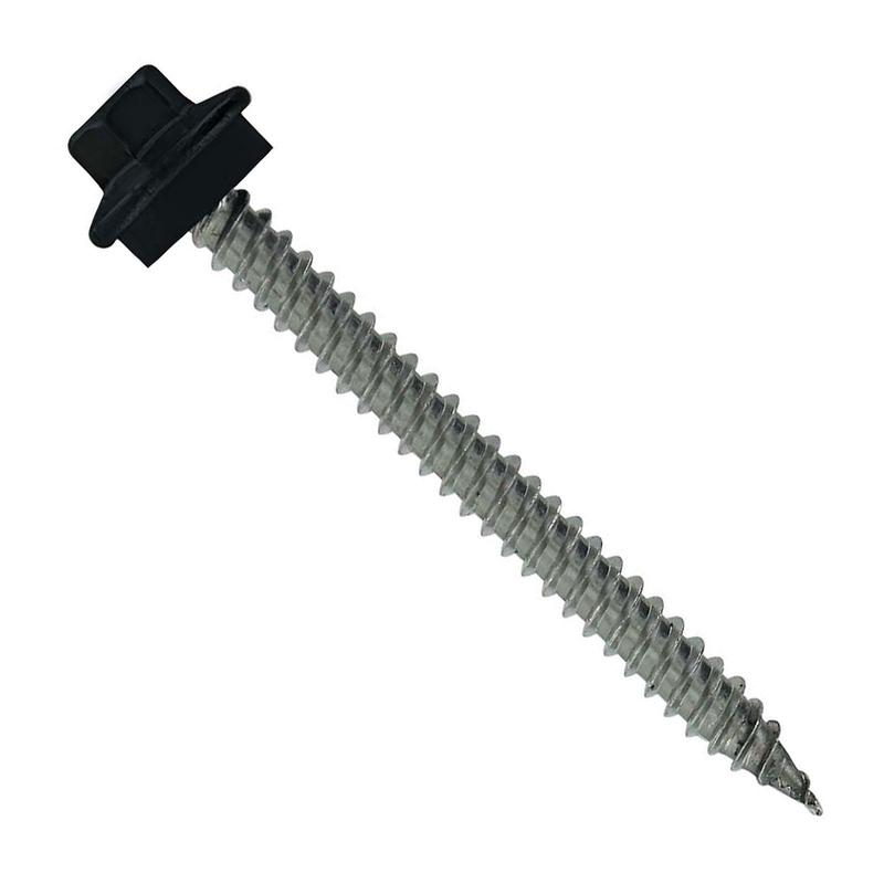 #10 x 2" SS Woodbinder Metal Roofing Screw - Black, Pkg 250