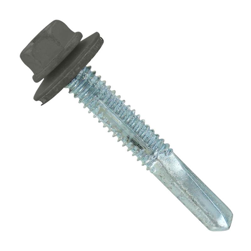 ST Fastening #12 x 1-1/2" Self-Drilling HG Steelbinder Metal Roofing Screw, Hex-Washer Head - Burnished Slate, Qty. 2,000 - Carton