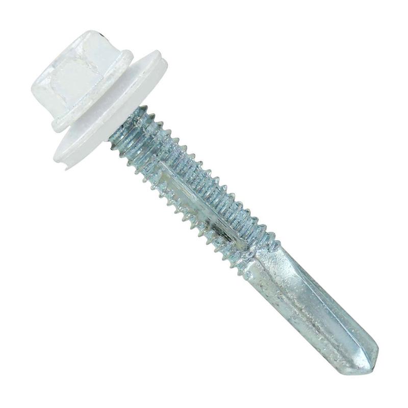 ST Fastening #12 x 1-1/2" Self-Drilling HG Steelbinder Metal Roofing Screw - Bright White, Qty. 2,000 - Carton